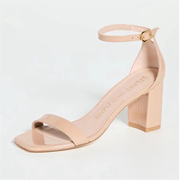 Stuart Weitzman Nude Block Heel Sandals 9.5 NIB/Dust Bag $495 - Picture 7 of 10